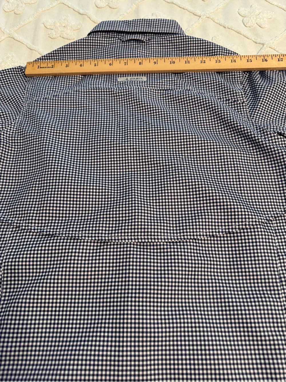Habit Outdoors Peacoat Check Button-Down Shirt - Navy & White Gingham - Picture 5 of 6
